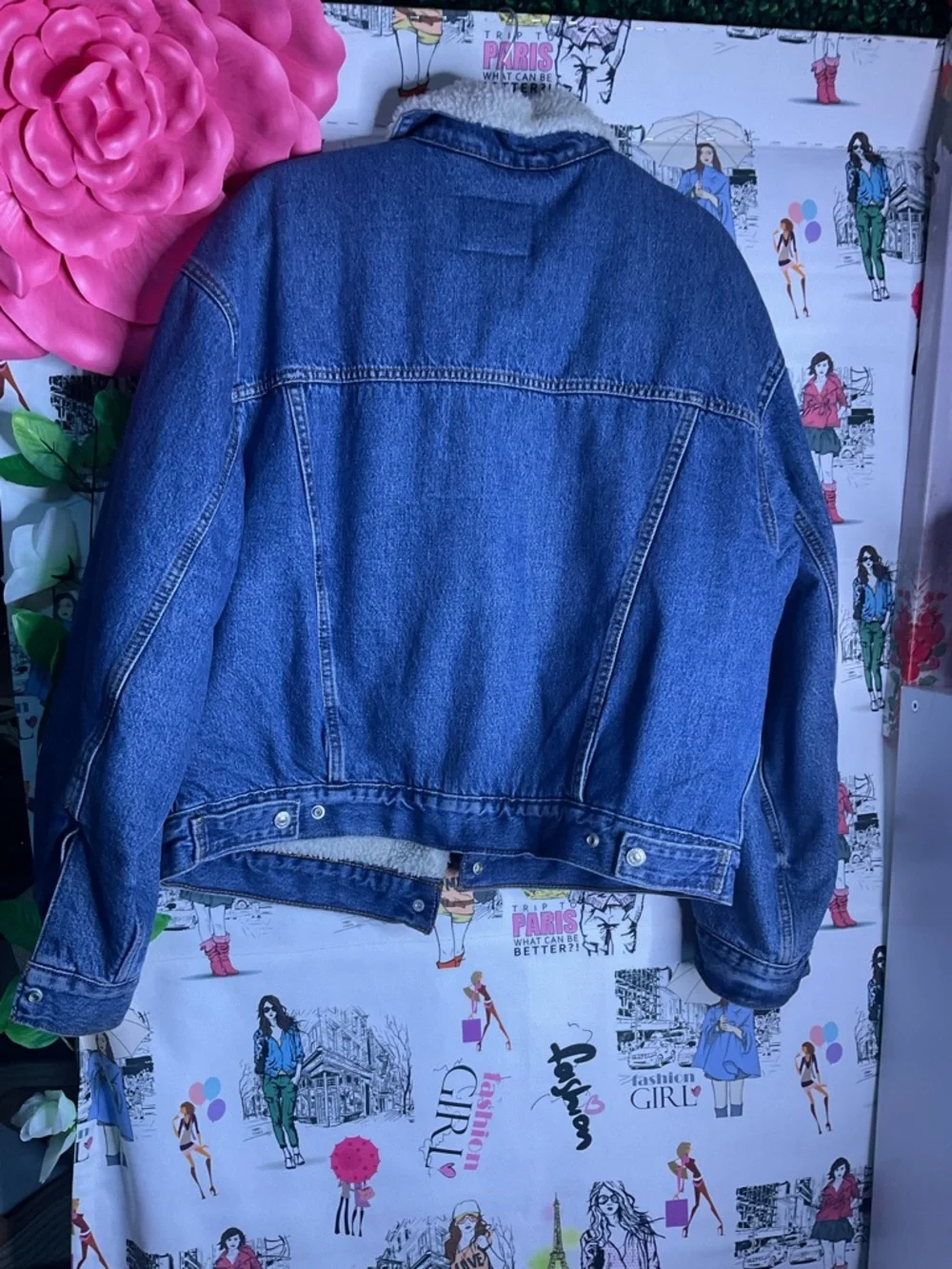 Levi's Blue Denim Jacket with White Sherpa Collar - Picture 4 of 5